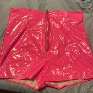 Hot pink leather shorts